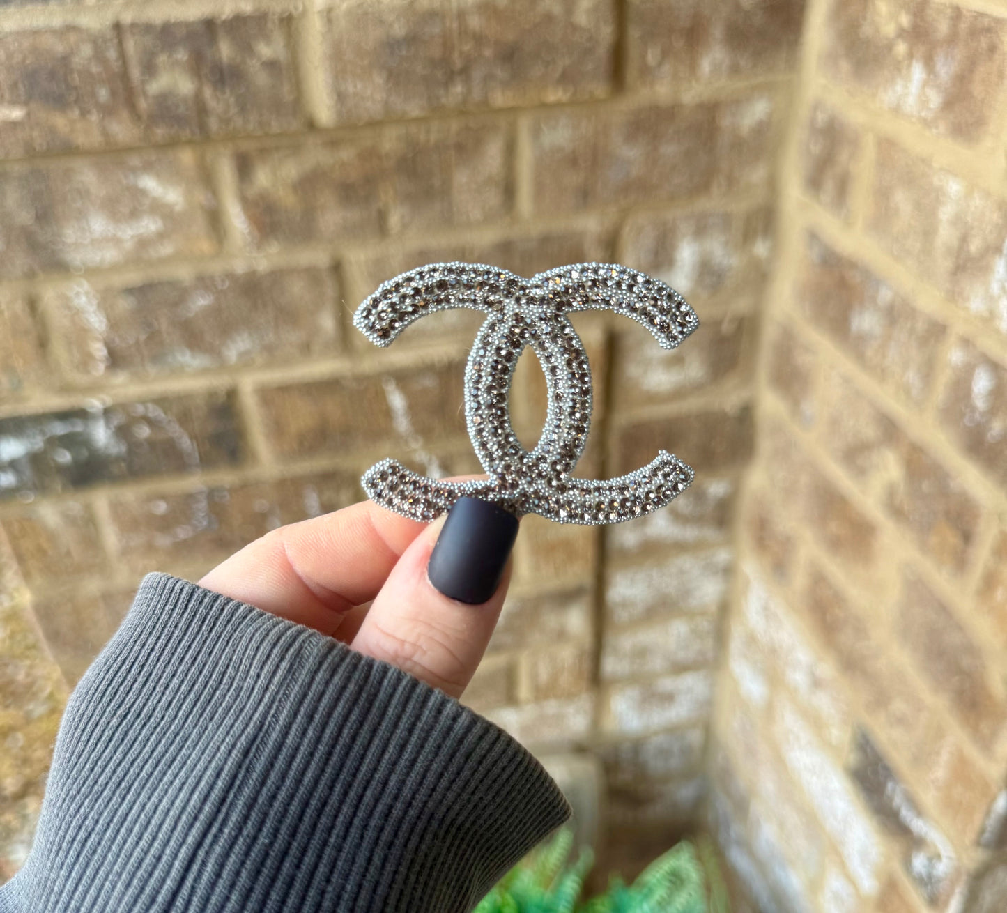 CC gunmetal bling iron on patch