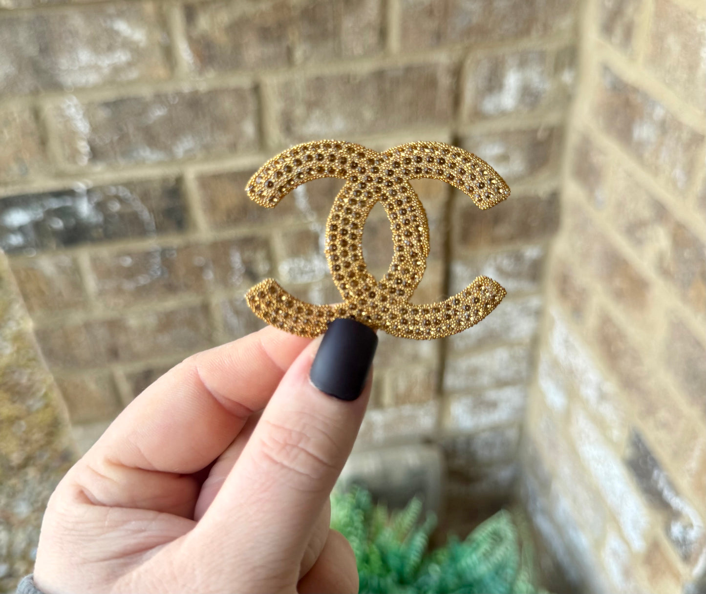 CC gold bling iron on patch