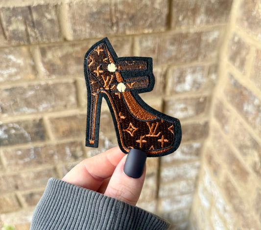 Lv high heel iron on patch
