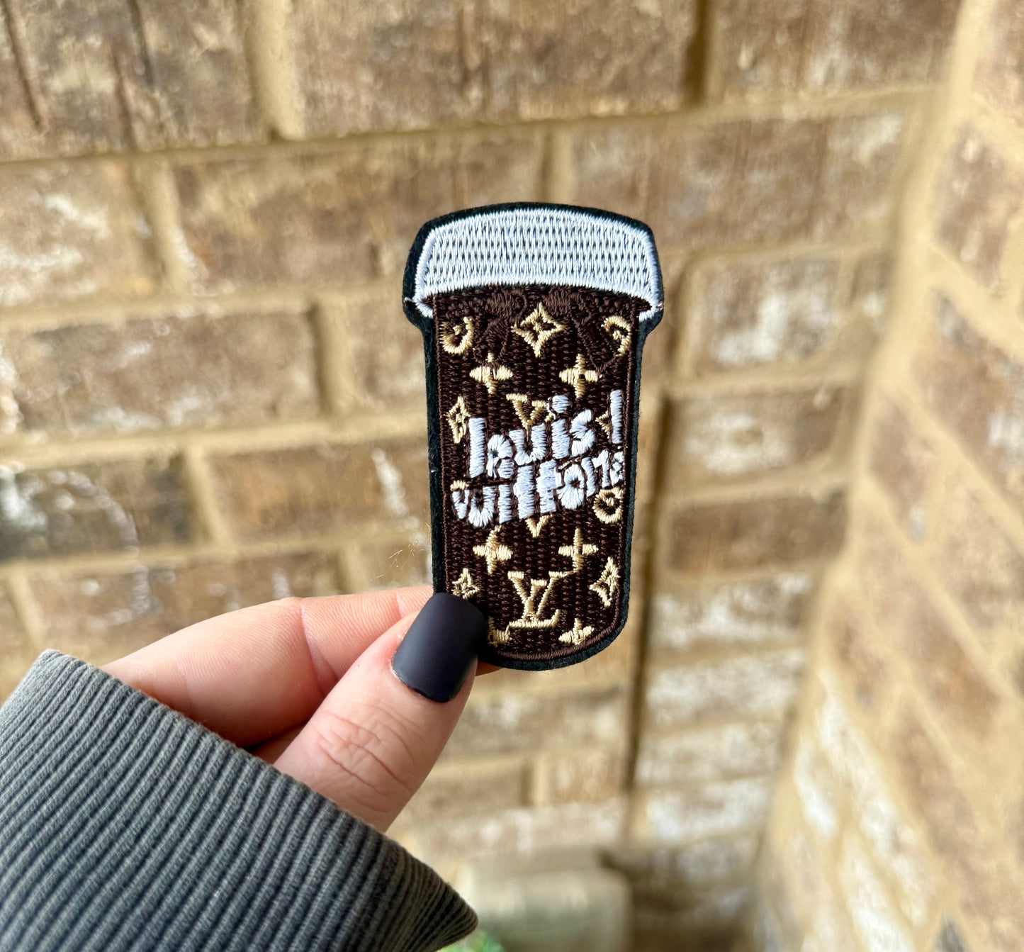 Lv coffee cup iron on patch