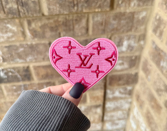 Lv pink heart iron on patch