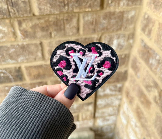 Lv pink leopard iron on patch