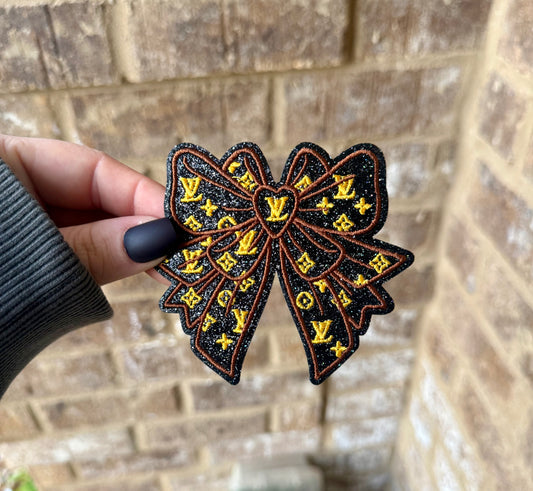 Lv brown preppy glitter iron on patch