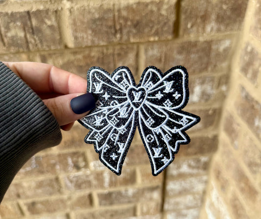 Lv black & white glitter iron on patch