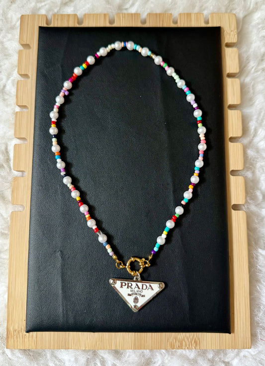 Colorful Beaded Pearl Necklace with Luxe-Inspired Pendant