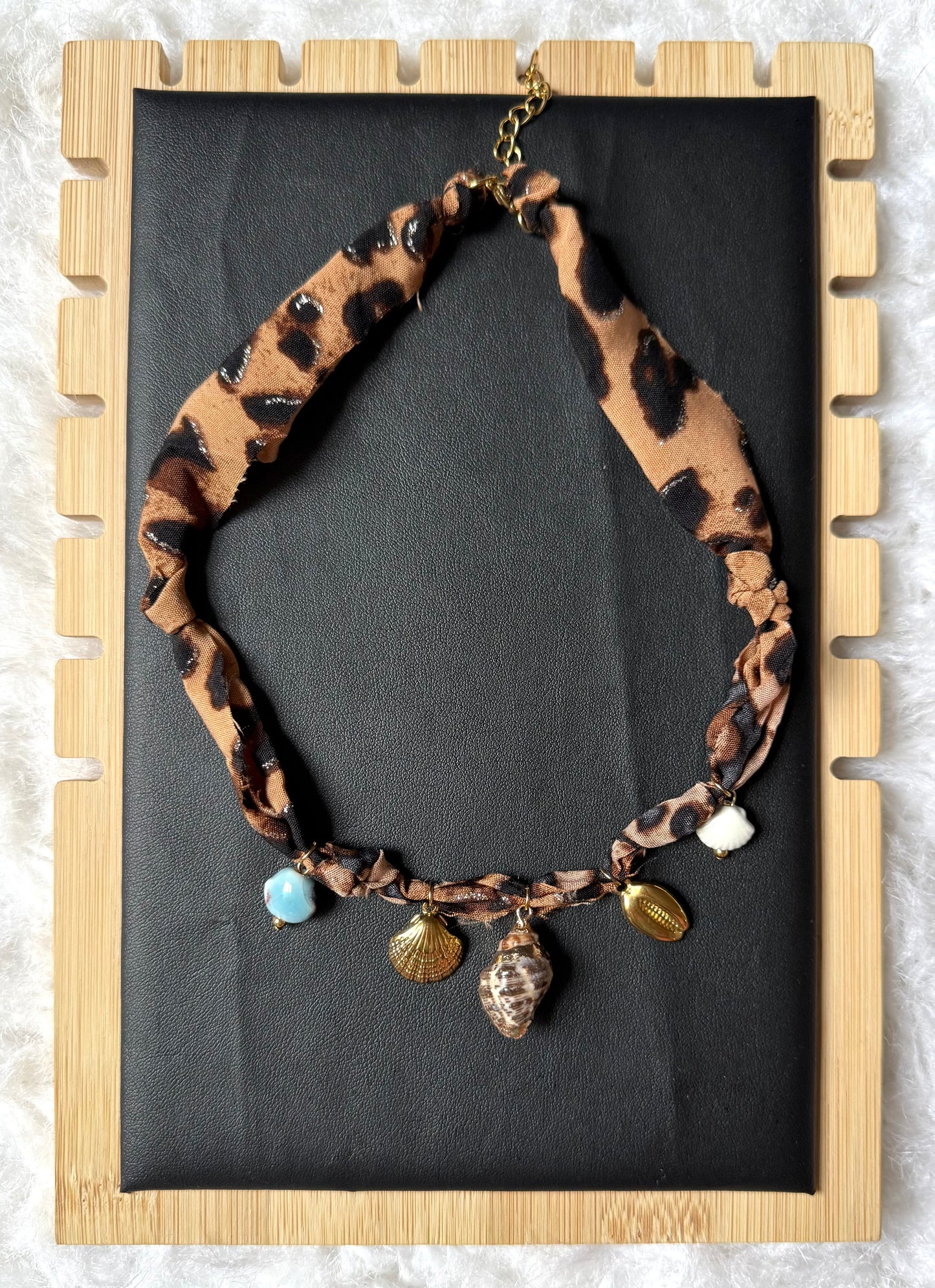 Leopard Print Fabric Charm Necklace