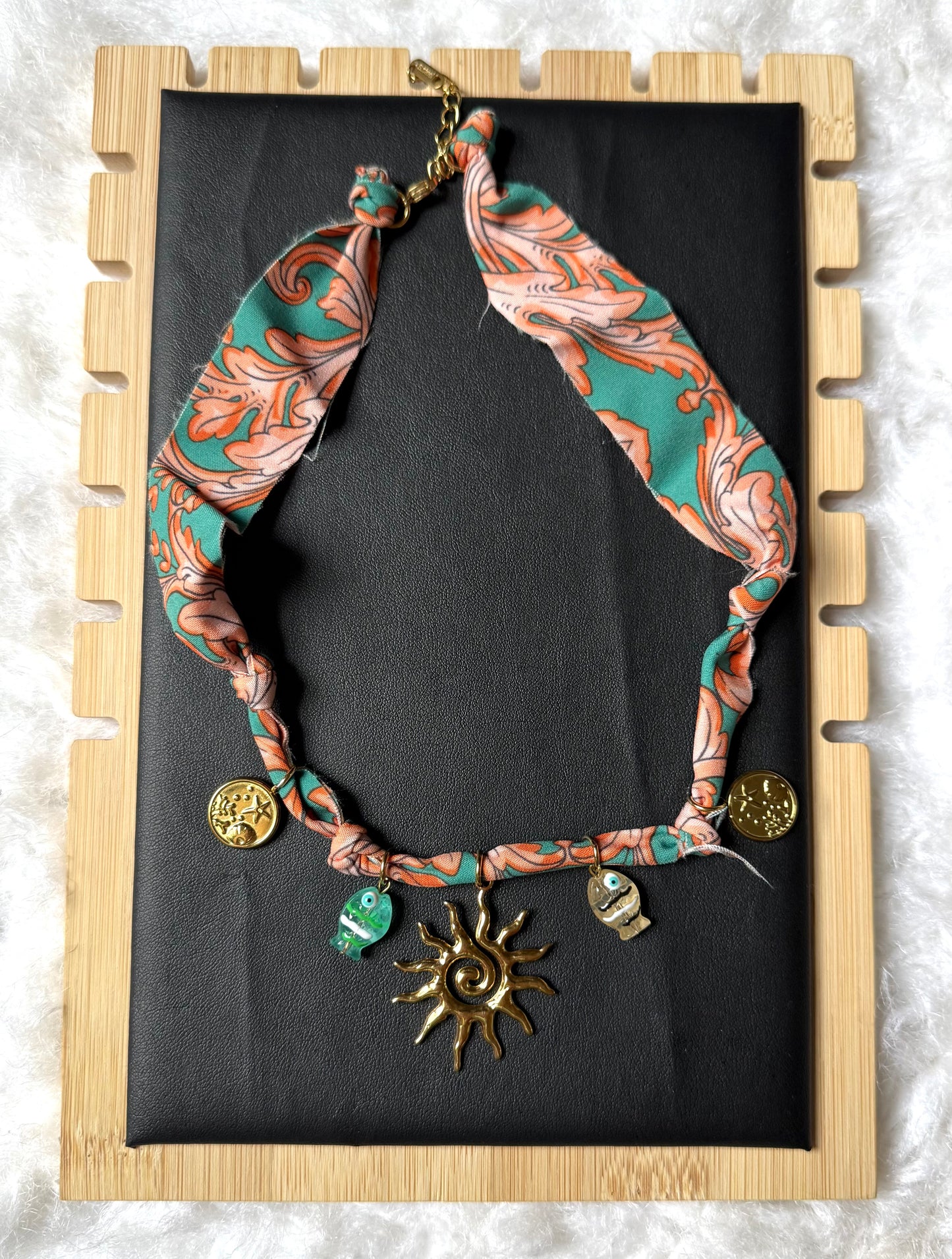 Tropical Fabric Charm Necklace