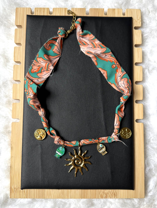 Tropical Fabric Charm Necklace