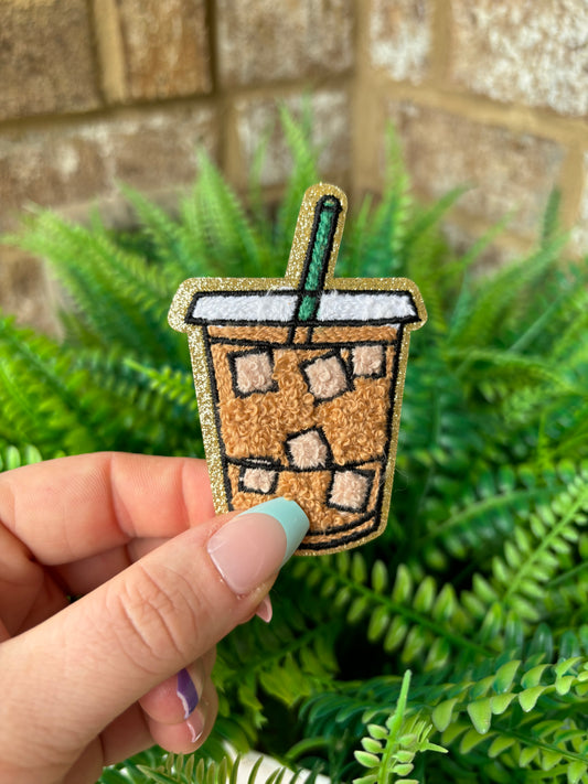 Iced coffee trendy iron on patch