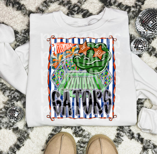 Florida Gators Stadium PNG | University of Florida Football Sublimation Design | Digital Download for T-Shirts, Hoodies & Fan Gear