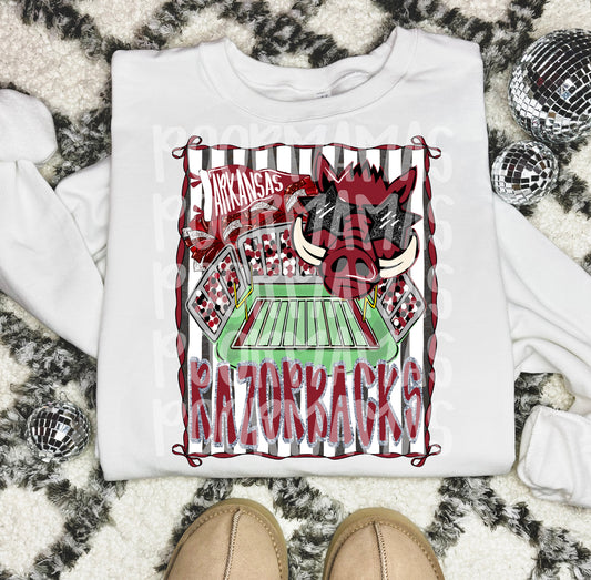 Arkansas Razorbacks Stadium PNG | Hogs Football Sublimation Design | Digital Download for T-Shirts, Hoodies & Fan Gear