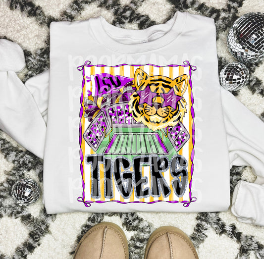 LSU Tigers Stadium PNG | Louisiana State University Football Sublimation Design | Digital Download for T-Shirts, Hoodies & Fan Gear
