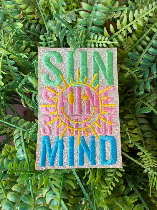 Sunshine state of mind summer glitter iron on patch
