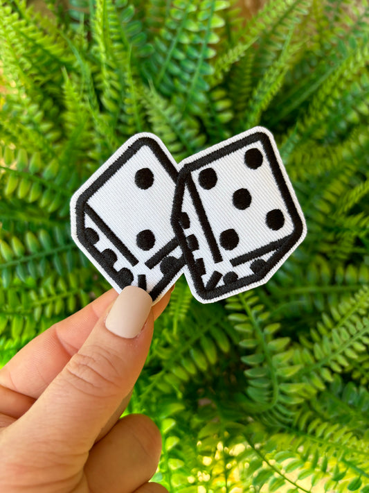 Dice embroidered iron on trucker hat patch