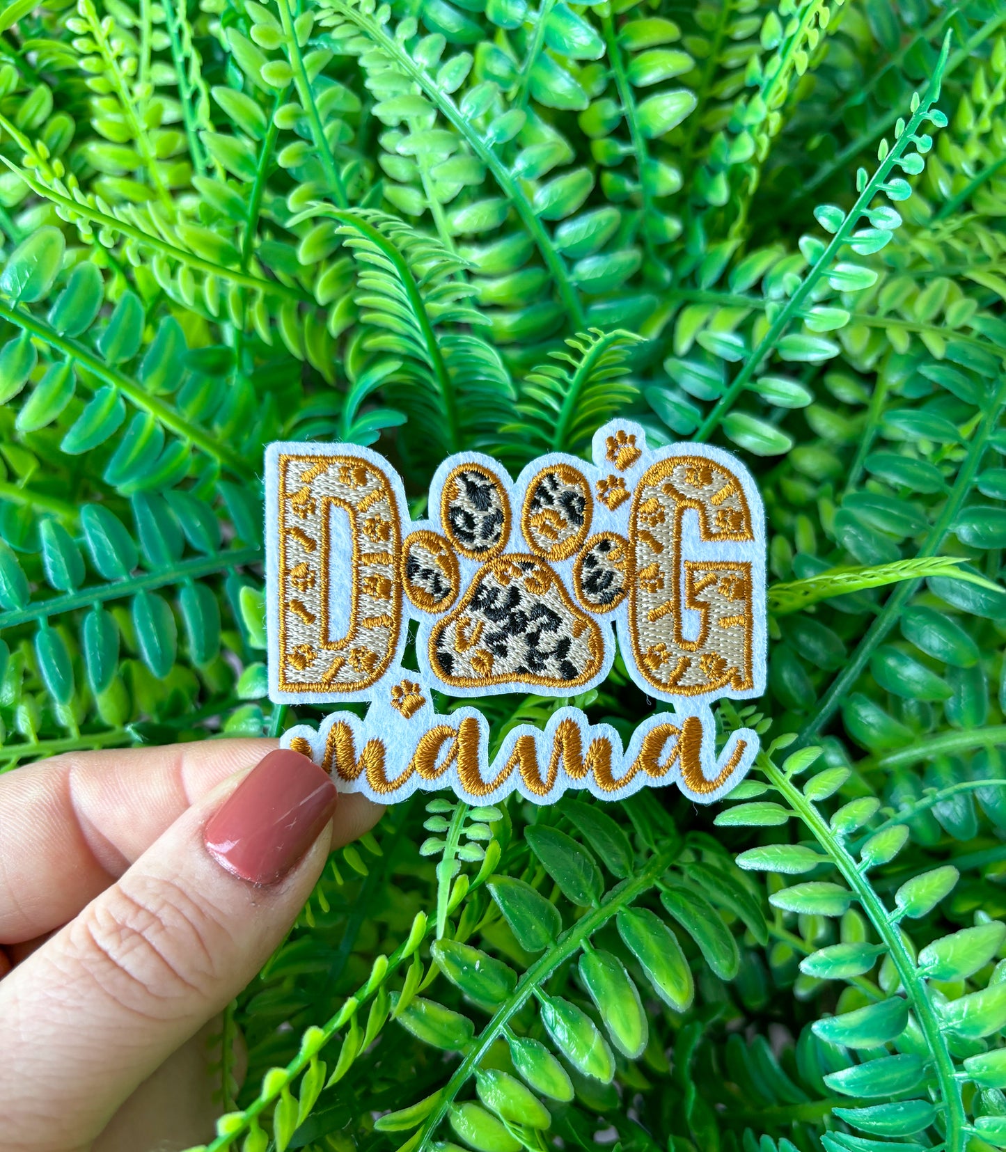 Dog mama embroidered iron on trucker hat patch