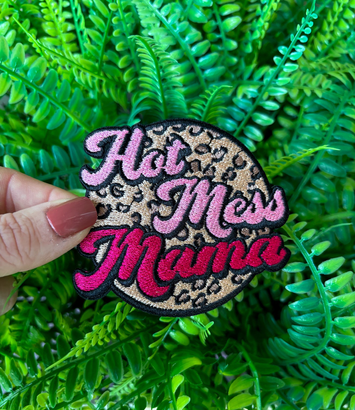 Hot mess man leopard embroidered iron on trucker hat patch PREORDER