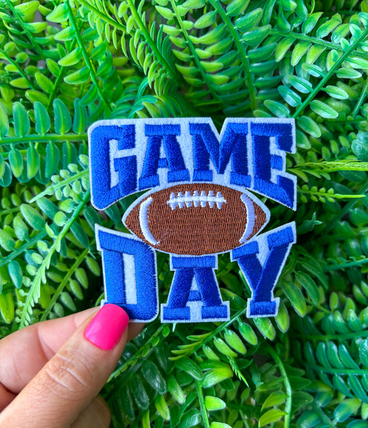 Game day Royal blue varsity letter football embroidered iron on patch