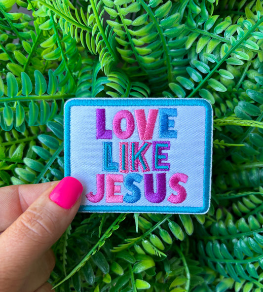 Love like Jesus preppy embroidered iron on patch