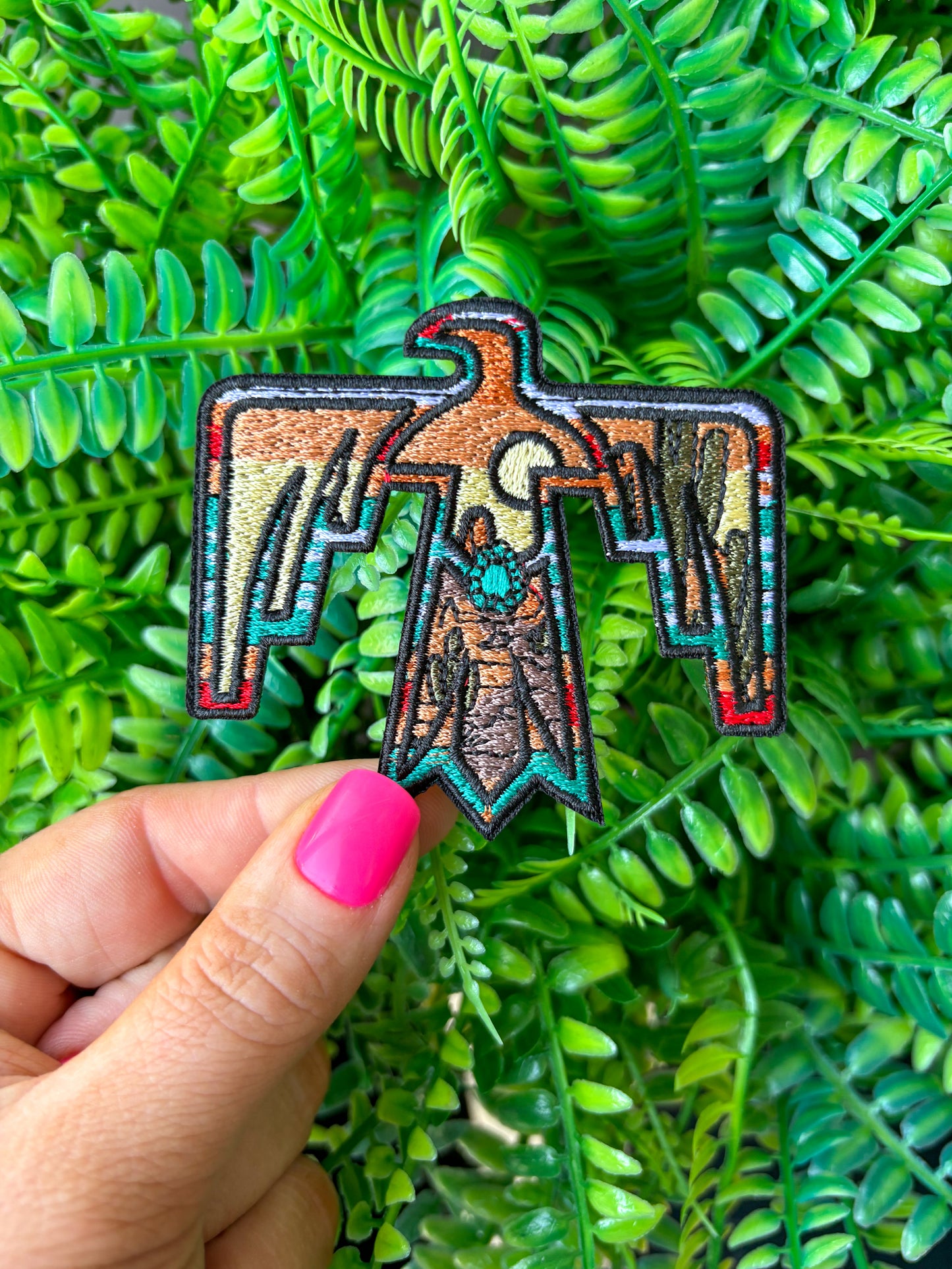 Western Aztec thunderbird embroidered iron on patch