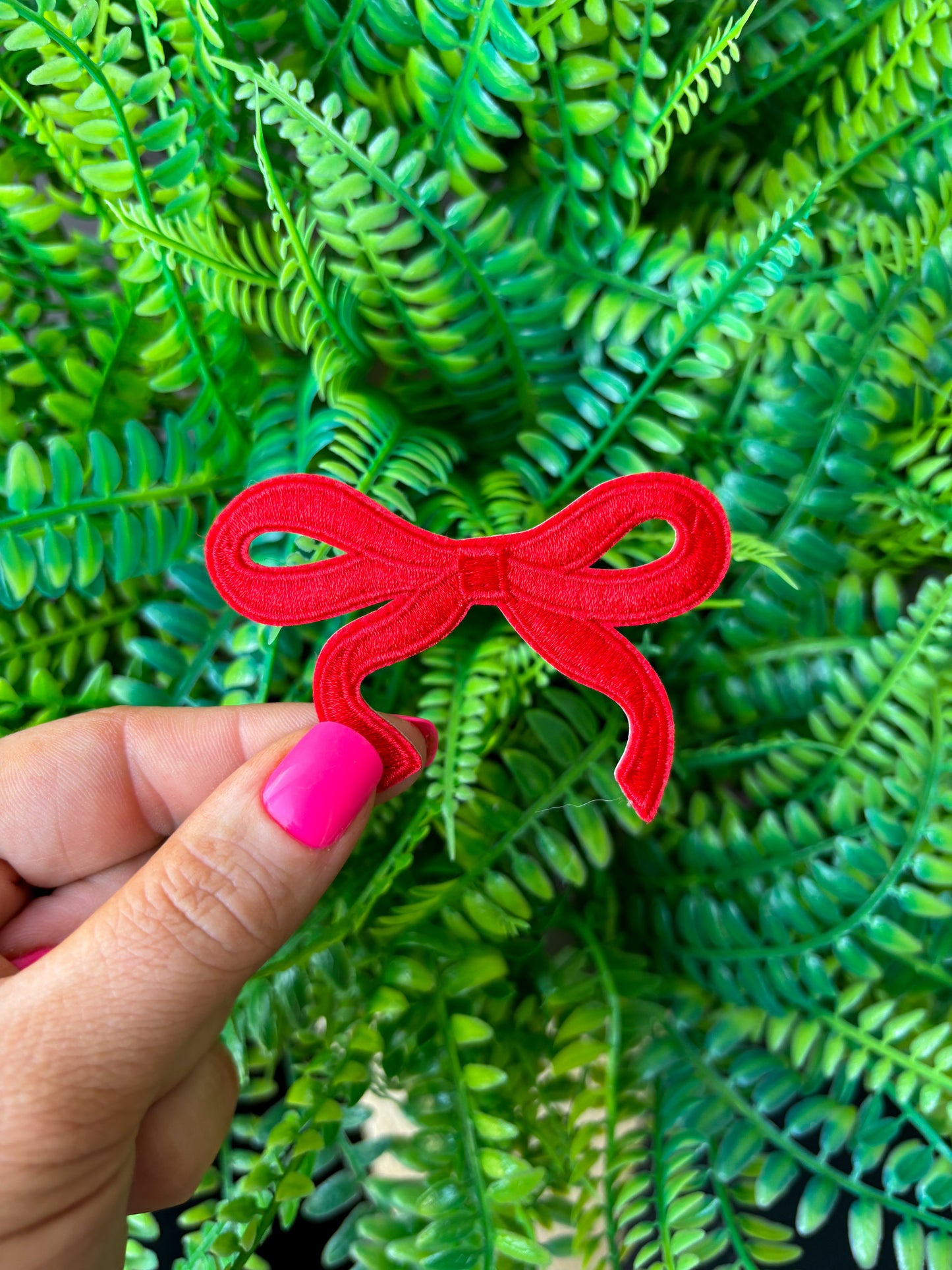 Red coquette dainty bow embroidered iron on patch PREORDER ETA 12/8