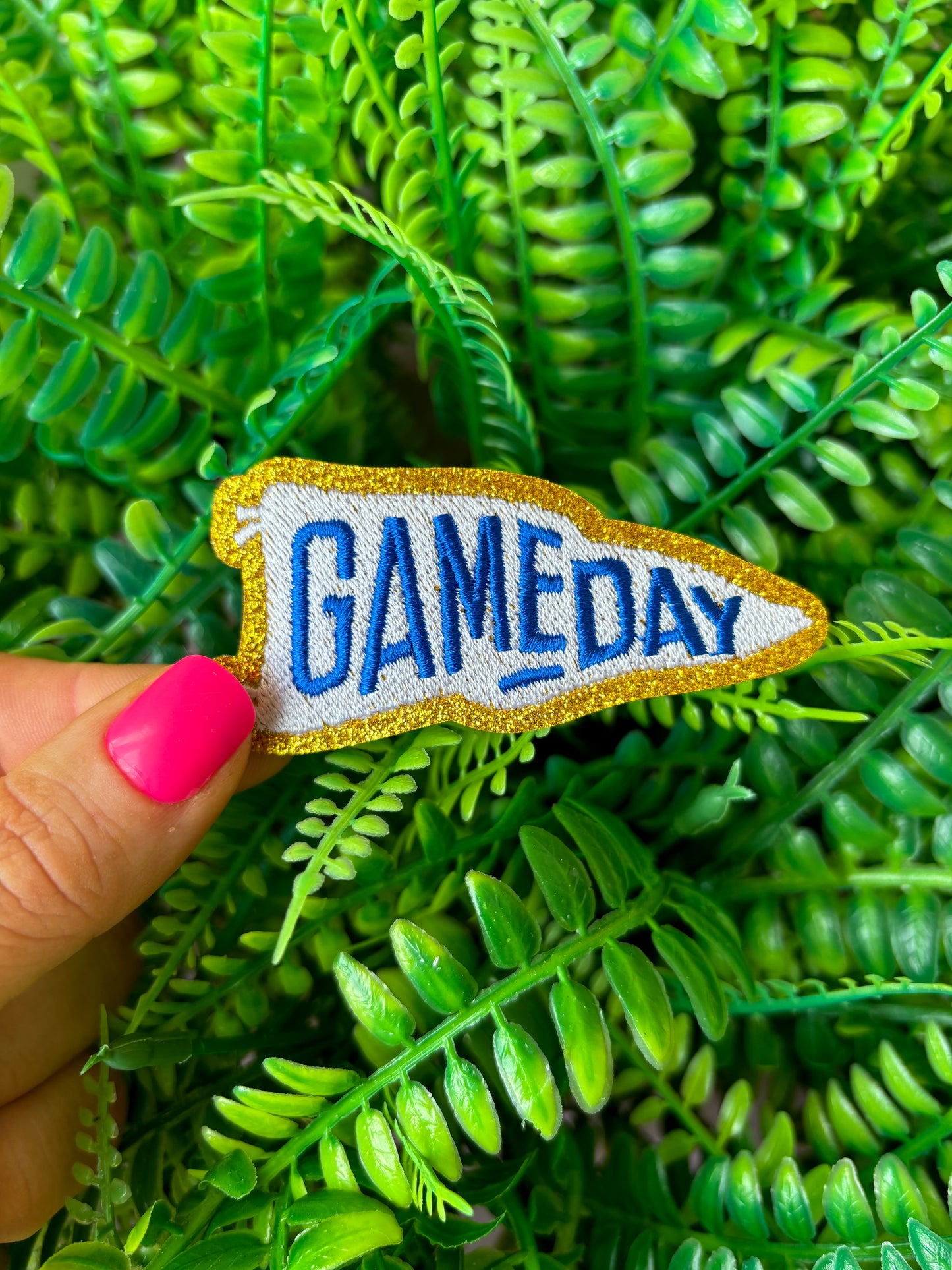 Blue Game-day flag embroidered iron on patch