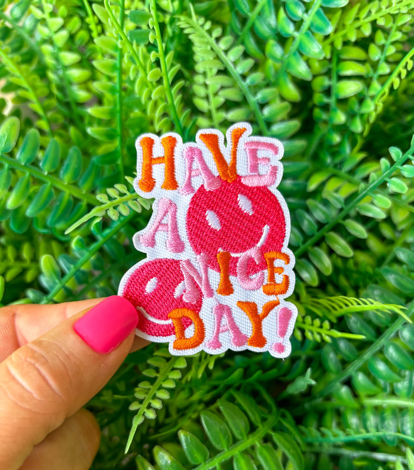 Have a nice day preppy smiley embroidered iron on patch