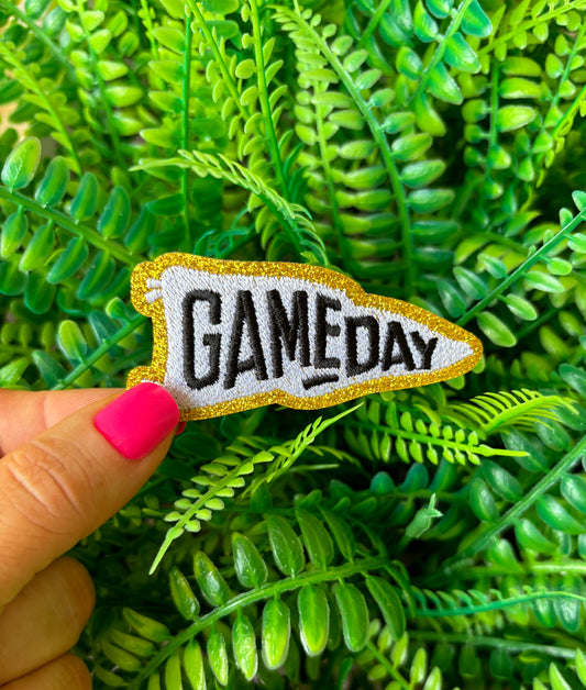 Black Game-day flag embroidered iron on patch