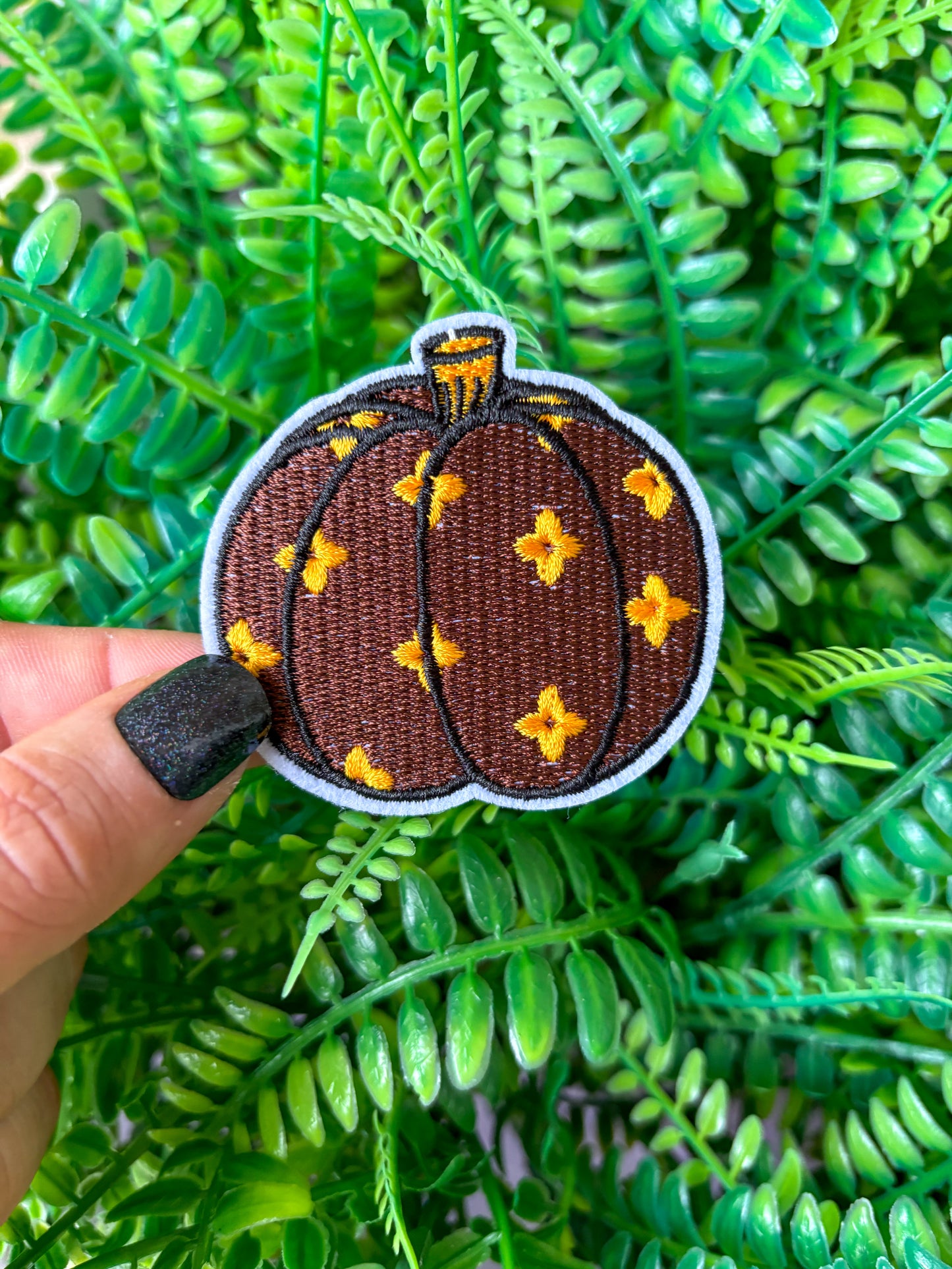 Fall boujee pumpkin embroidered iron on patch