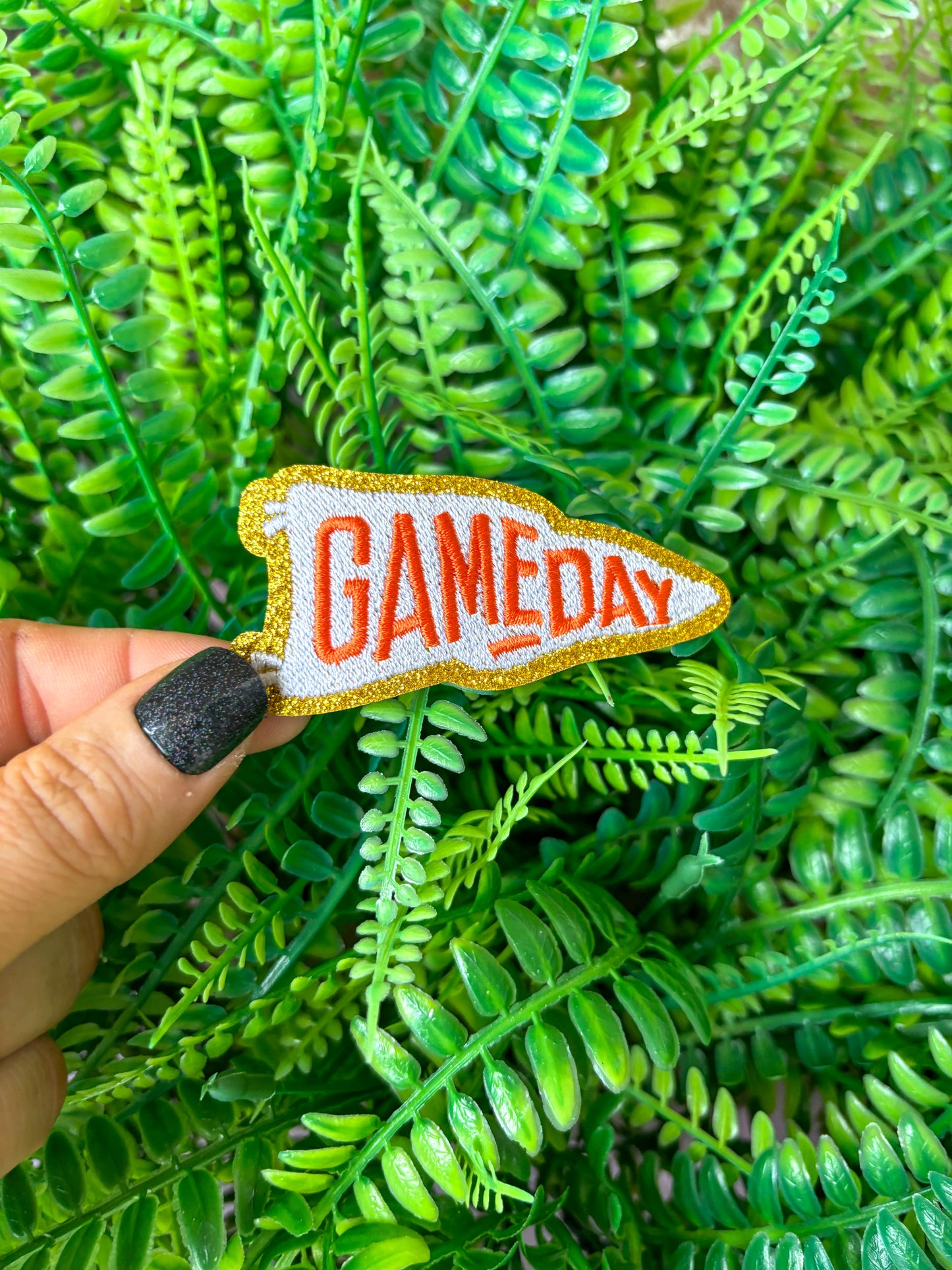 Orange Game-day flag embroidered iron on patch