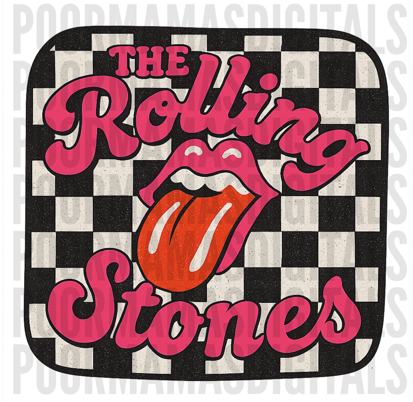 Rolling Stones checkered retro trendy digital download png