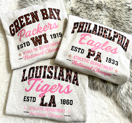Vintage Collegiate Crewneck Sweatshirts | Retro Athletic Graphic Pullover