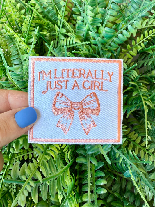 I’m literally just a girl preppy coquette iron on patch