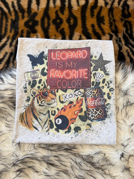 Leopard Is My Favorite Color Graphic T-Shirt | Tiger, Neon & Retro Collage Tee