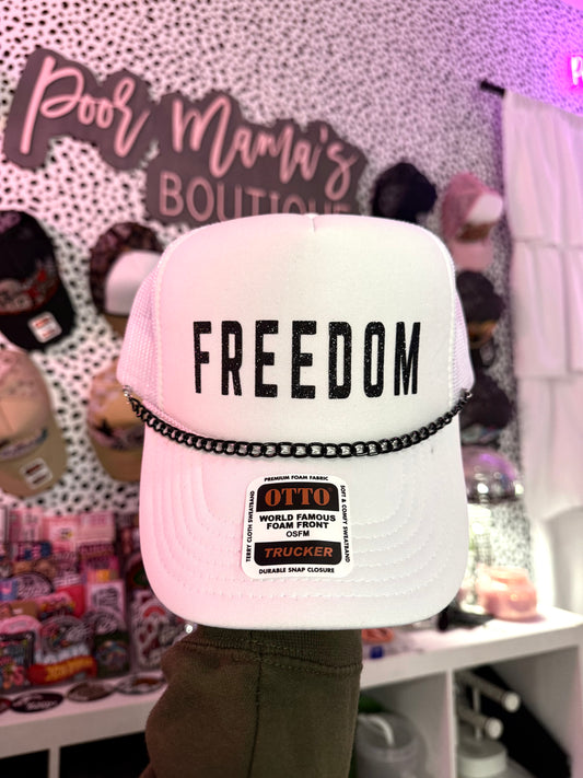 FREEDOM glitter Trucker Hat – Patriotic Charlie Kirk Inspired Snapback
