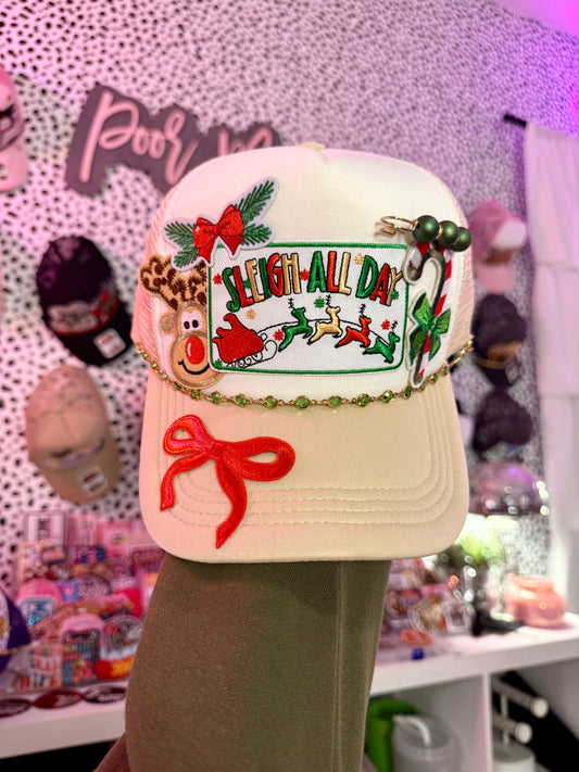 Sleigh all day funny Christmas trucker hat