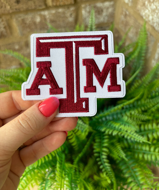 Texas A&M Embroidered iron on trucker hat patch