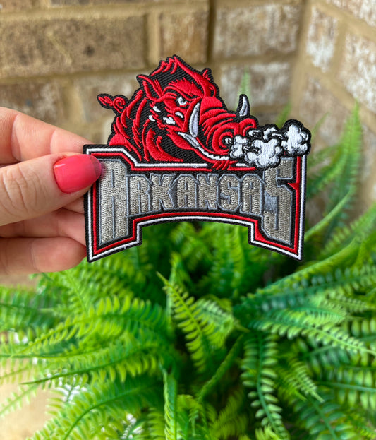 Arkansas Razorbacks Embroidered Iron on Trucker hat patch