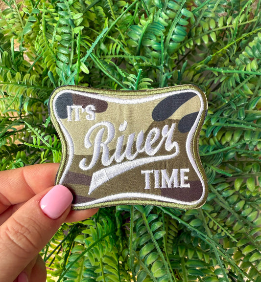 Its river time camouflage iron on patch