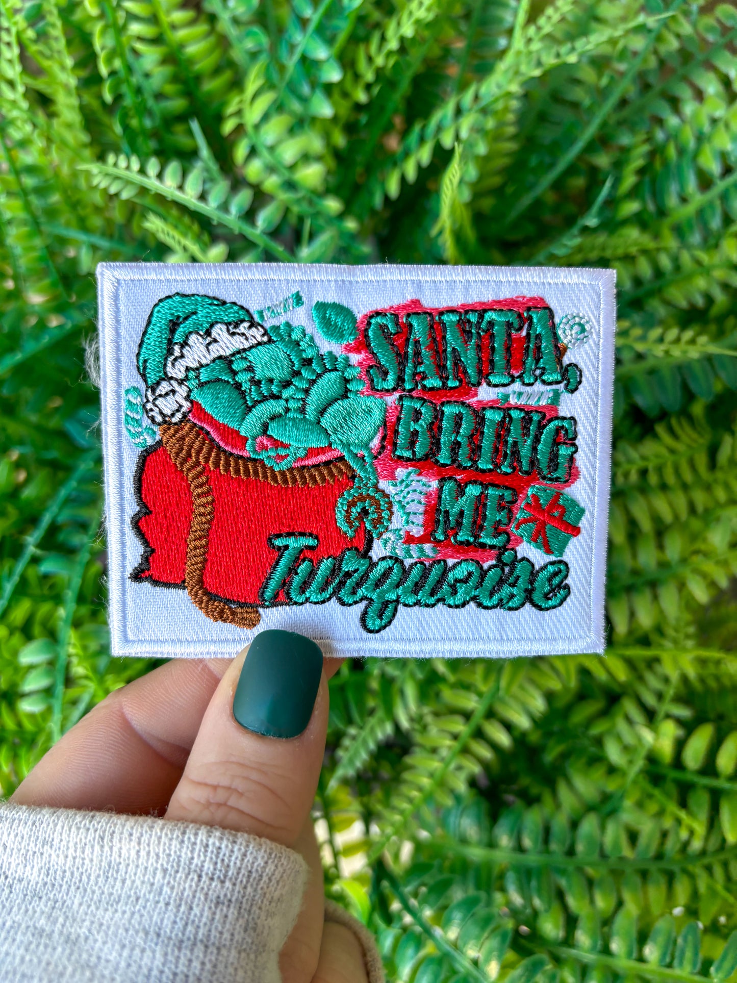 Santa bring me turquoise western Christmas iron on patch