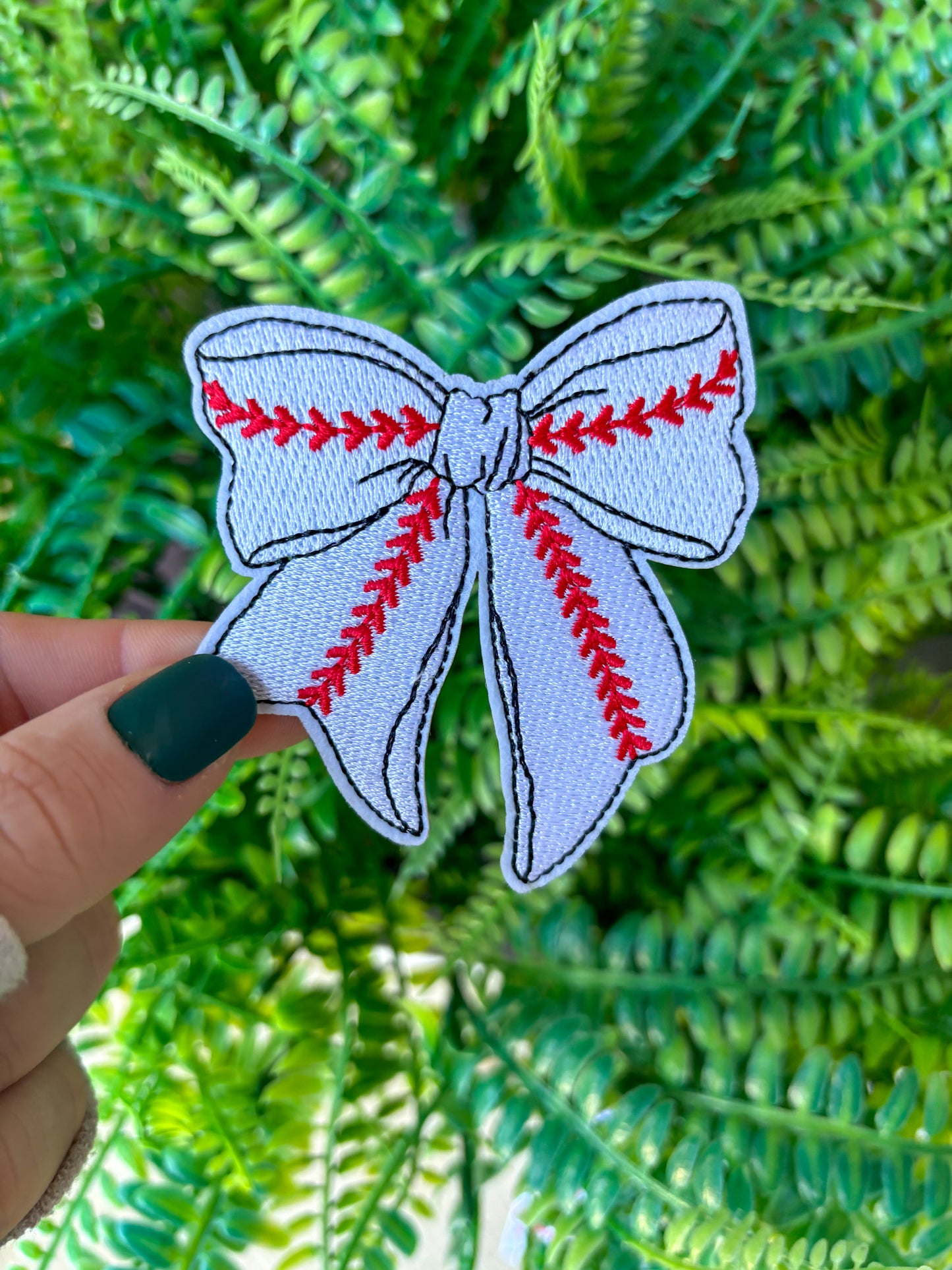 Baseball coquette preppy bow iron on patch