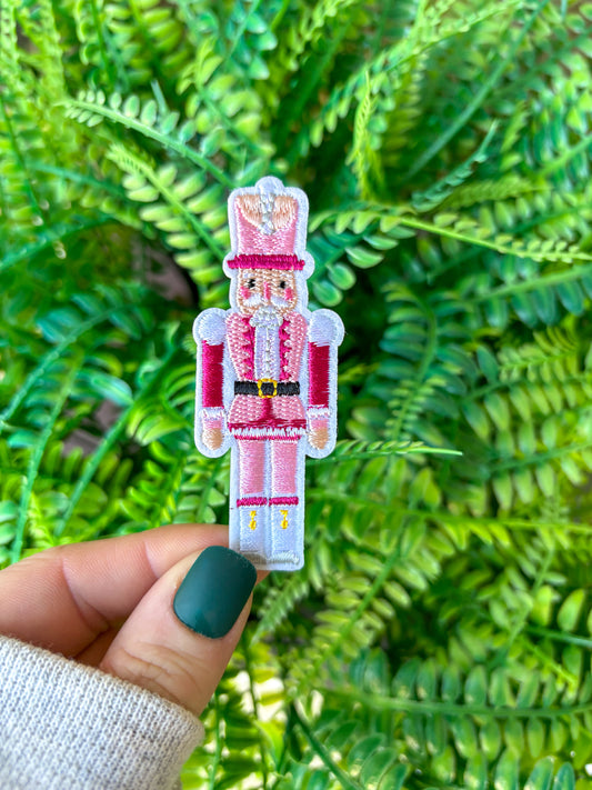 Pink preppy nutcracker Christmas iron on patch