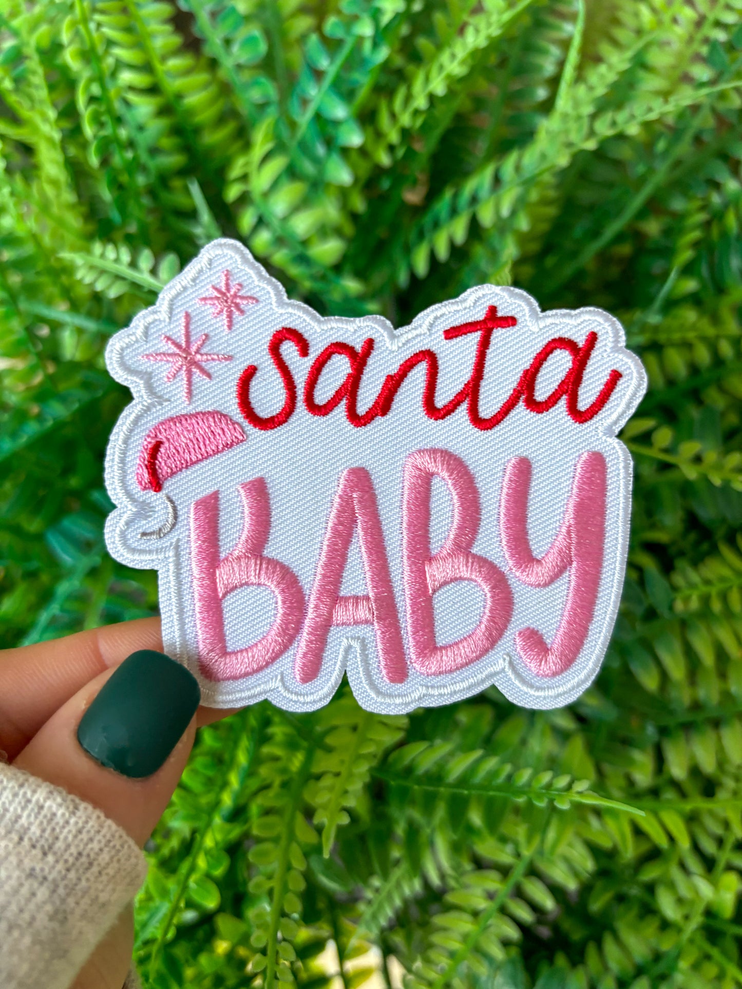 Santa baby Christmas preppy iron on patch