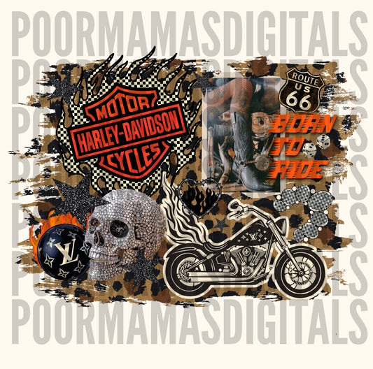 Born to ride Harley leopard print collage DIGITAL DOWNLOAD PNG