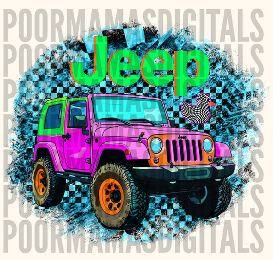 Neon Retro Jeep DIGITAL DOWNLOAD PNG