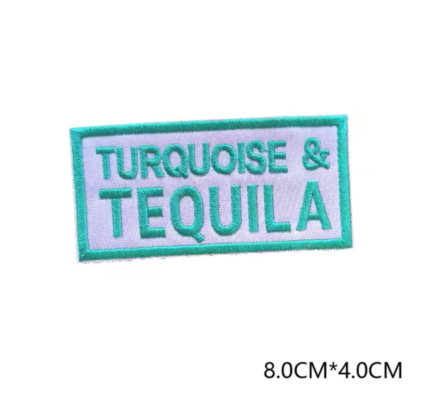 turquoise and tequila iron on Tucker hat patch