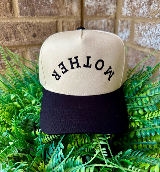 Black Mother upside down embroidered canvas trucker hat