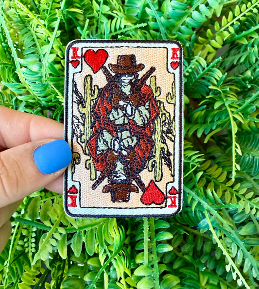 Western cowgirl ace card iron on patch