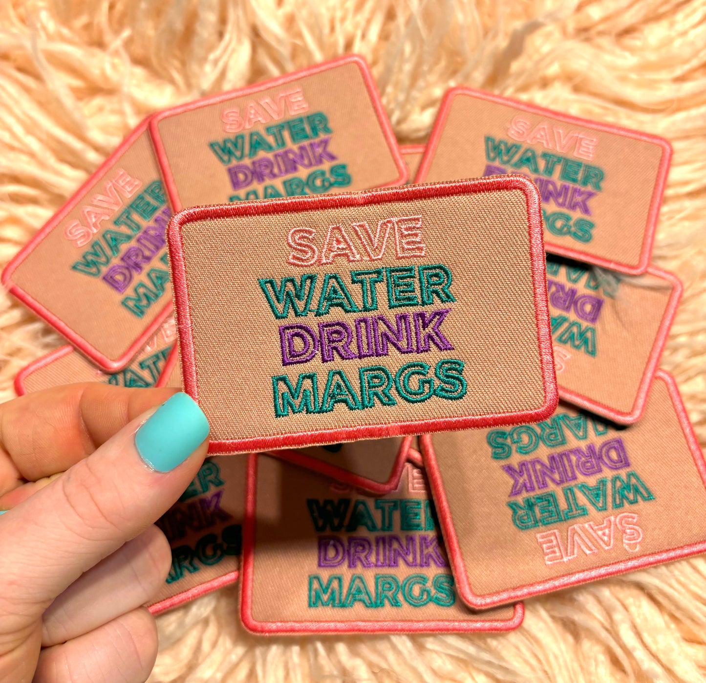 Save water drink margs embroidered iron on trucker hat patch