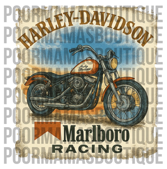 Motorcycle racing Harley vintage retro collage digital download png