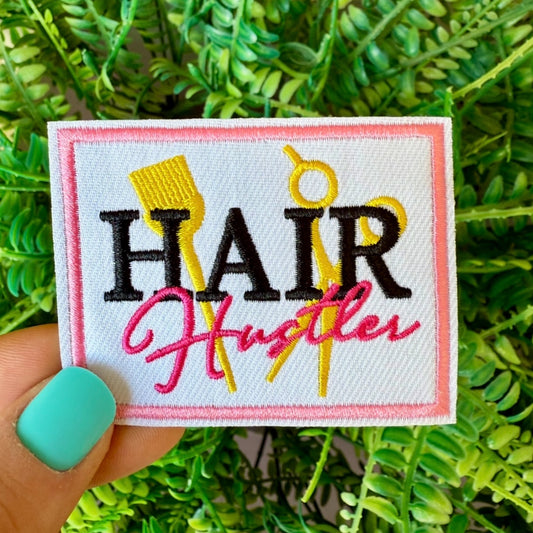 Hair hustler iron on patch